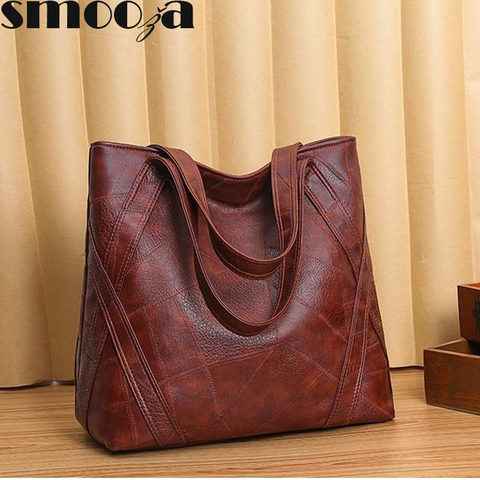 SMOOZA Women's Luxury Handbag 2022 New Fashion Women's Shoulder Bag Large Capacity Retro Soft Pu Leather High Quality Tote Bag ► Photo 1/6