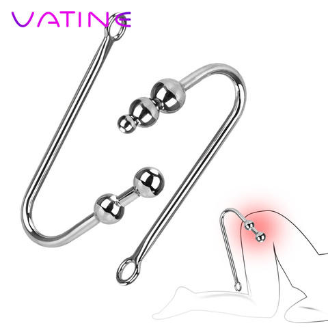 VATINE Stainless Steel With Ball Hole Anal Hook Sex Toys for Men and Women Anal Dilator Butt Plug Metal Adult Products ► Photo 1/6