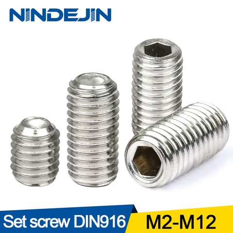 NINDEJIN 2/50pcs hex socket set screw cup point stainless steel m2 m3 m4 m5 m6 m8 m10 headless hexagon socket grub screw DIN916 ► Photo 1/6