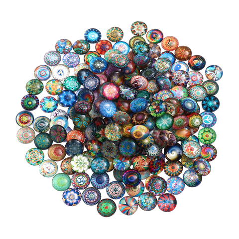 50Pcs 10mm/12mm14mm Colorful Mixed Round Mosaic Tiles for Crafts Glass Mosaic Supplies for Jewelry Making ► Photo 1/6