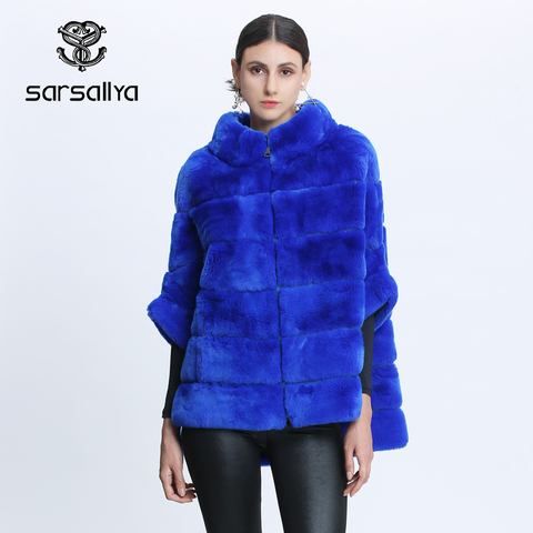 Real Genuine Rabbit Fur Outwear Garment Vintage Long Coats Jacket Womens Parka