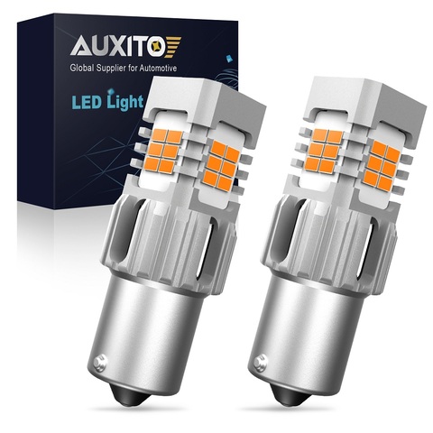 AUXITO 2x BA15S 1156 LED Canbus W21W T20 7440 W21W WY21W T25 3156 P27W LED No Error Hyper Flash Turn Signal Lamp Car Light Amber ► Photo 1/6