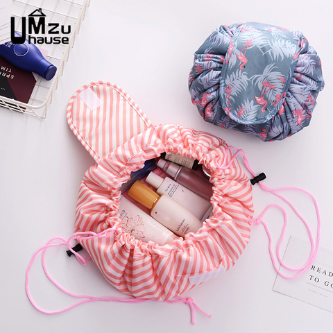 Beautiful Cosmetic Storage Drawstring Bag Cute Portable Makeup Travel Pink Organizer Flamingo Cherry Hook Loop Home Organization ► Photo 1/6