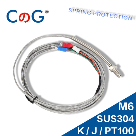 CG WRNT-02 M6 Screw K J PT100 Type 1M 2M 3M 5M Wire Cable Thermocouple Temperature Sensor for Industrial Temperature Controller ► Photo 1/6