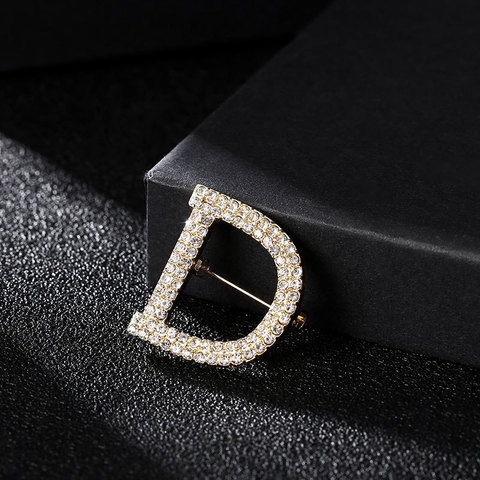 Letter D Full Crystal Rhinestone Brooches for Women Coat Lapel Pins Jewlery Broche Strass Scarf Buckle Brooch Womens Accessories ► Photo 1/6