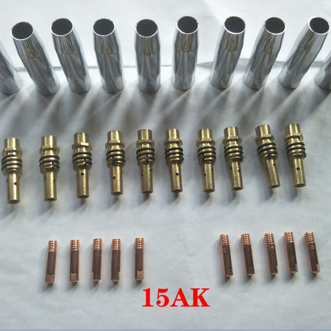 30pcs 15AK Binzel torch/gun consumables electrode and Stainless steel protective cover and link rod tips for MIG welding machine ► Photo 1/6