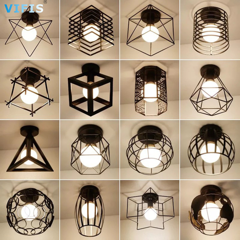 Retro Ceiling Light  Nordic Vintage Iron Ceiling lamp Decor For Living Room Bar Loft E27 Home Lights Cage Fixture ► Photo 1/6