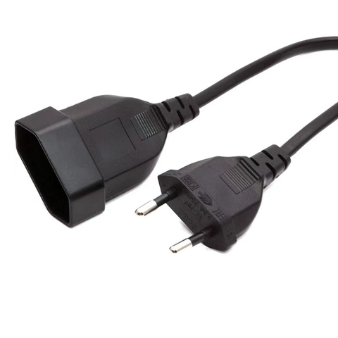 EU AC Power extension cord cable EU 2-pin AC plug male to female 5M 3M 1.5M 1M 0.5M 2X0.75mm2 copper coductor ► Photo 1/4