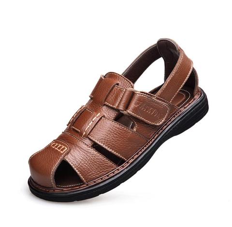 2022 Summer Men Slippers Genuine Leather Sandals Outdoor Casual Sandalias Hombre For Beach Shoes Hollow Chaussure Zapatillas 44 ► Photo 1/6