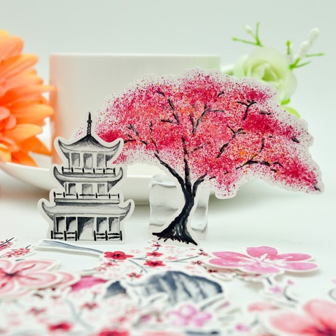 38pcs Japanese Cherry blossoms flower tree sticker Diary Notebook pink girl diary thin Paper bullet journal stickers adesivos ► Photo 1/6
