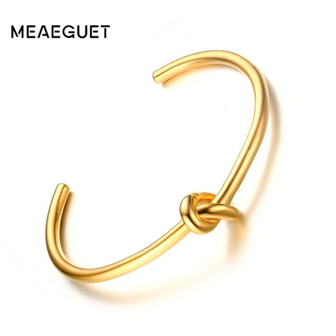 Trendy Round Circular Open Knot Cuff Bangle Bracelets For Women Elegant GoldColor Jewelry Noeud Armband Pulseiras ► Photo 1/6