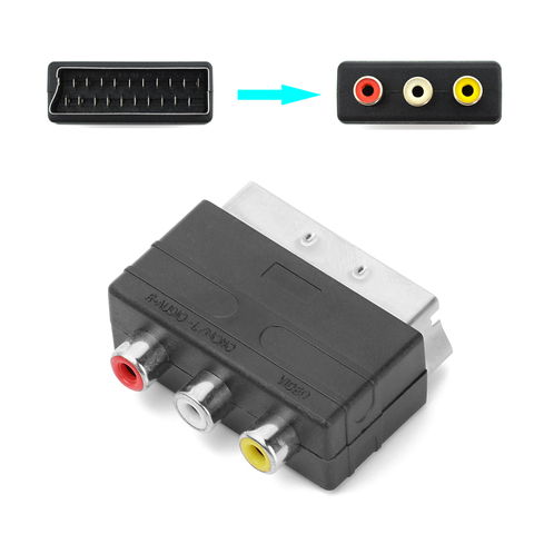 High quality Scart Male Plug to 3RCA Phono Female AV TV Audio Video Adapter Input for PS4 for WII DVD VCR ► Photo 1/6