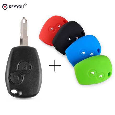 KEYYOU 2 Button Car Remote Key Case Shell Fob For Renault Duster Clio DACIA 3 Twingo Logan Sandero Modus With NE72 Uncut Blade ► Photo 1/6