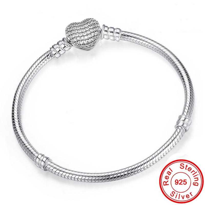 18cm Hot 925 Silver Snake Chain Bracelets Bangle Fit European Beads Charm 