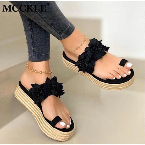 MCCKLE Women Summer Sandals Ladies Open Toe Slip On Flower Platform Thong Shoes Woman Fashion Comfort Casual Female Sandalias ► Photo 1/6