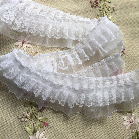 1Yard 91cm Pleated White Lace Trim Fabric 5cm Craft Supplies DIY Sewing Black Lace Ribbon Guipure Dress Clothes Decoration KQ5 ► Photo 1/4