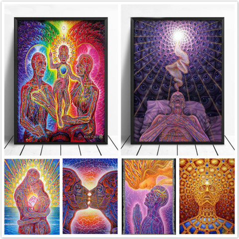 Wall Art Alex Grey Oversoul Trippy Psychedelic Abstract Poster Silk Cloth Print Painting Wall Art Picture Home Decor ► Photo 1/6