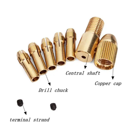 WENXING High Quality Best Price 5pcs/Set 0.5-3mm Small Electric Drill Bit Collet Micro Twist Drill Chuck Set ► Photo 1/6