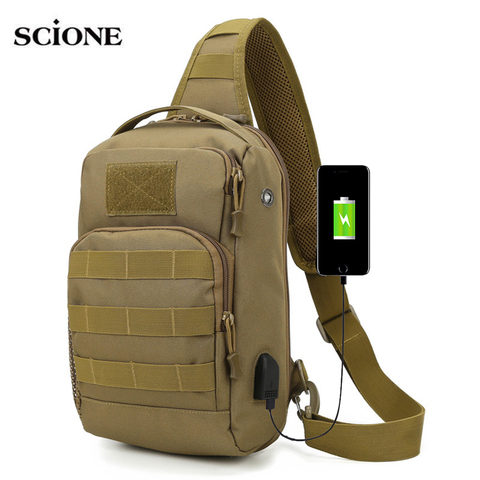 USB Camping Bag Tactical Chest Sling Backpack Military Army Shoulder Fishing Hiking Bags Travel Outdoor Bag Hunting Bags XA179A ► Photo 1/6