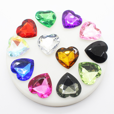 10Pcs/Lot 25MM Acrylic Heart-Shaped Diamond Warm and Romantic Decoration Mix DIY Handwork Sewing Strass Glue-On Accessories ► Photo 1/1