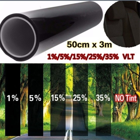 1% 5% 15% 20% 35% VLT Black UV-Proof Scratch Resistant for Auto Car House Windows 50cm X 3m Tint Film Tinting Roll Kit ► Photo 1/6