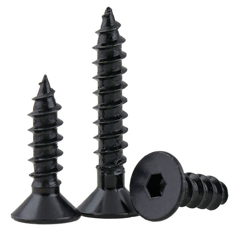 10-20PCS M3 M4 M5 M6 Black 8.8 Flat hex Countersunk Head Hex Self Tapping Screw BK Bolt Flat Head Tapping Screw ► Photo 1/5