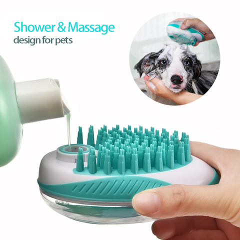 Pet Dog Bath Brush 2-in-1 Pet SPA Massage Comb Soft Silicone Dogs Cats Shower Hair Grooming Cmob Dog Cleaning Tool Pet Supplies ► Photo 1/6
