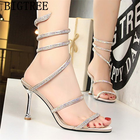 High Heels Sandals Women Rhinestone Sandals Open Toe Heels Womens Shoes Summer Fashion 2022 Sandalias Romanas Mujer Sandalias ► Photo 1/6