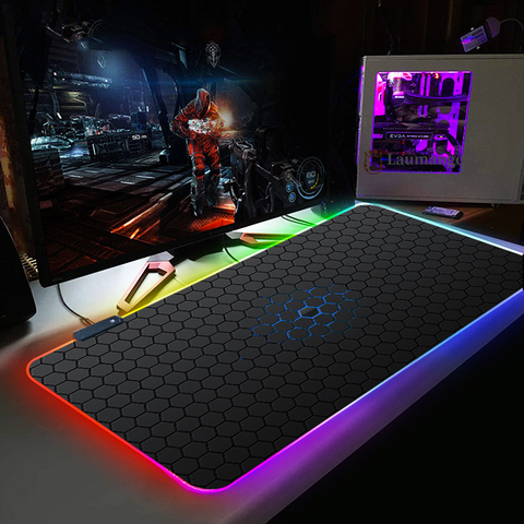 Apple LOGO Custom Large LED RGB Gaming Mouse Pad USB Data Mousepad Gamer Computer Keyboard Pad Mat ► Photo 1/6