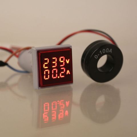 Square LED Digital Dual Display Voltmeter & Ammeter Voltage Gauge Current Meter AC 60-500V 0-100A ► Photo 1/6