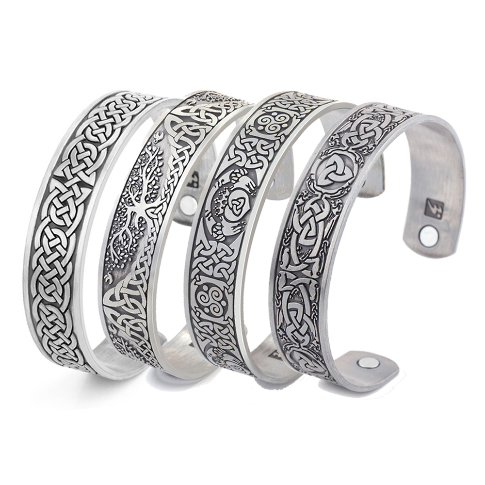 My Shape Health Care Magnetic Tree of Life Irish Knot Stainless Steel Bracelet Jewelry Cuff Bangle