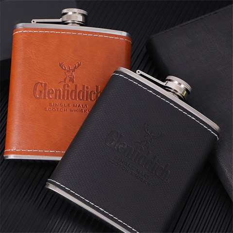 Bpa Free 7oz Pu Leather Wrapping Whisky Bottle Flagon 18/8 Stainless steel Hip Flask Pocket Alcohol Bottle ► Photo 1/6