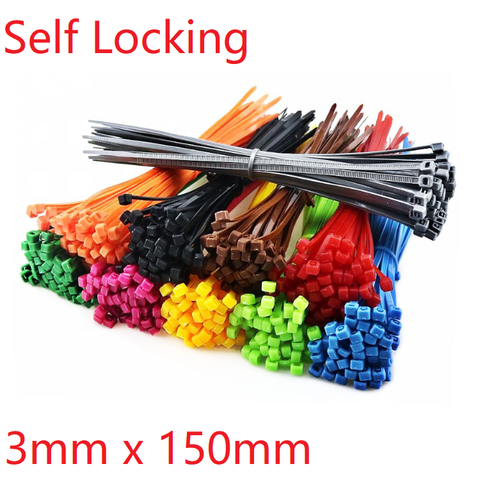 20pcs Self Locking Nylon Cable Ties 3 x 150mm Plastic Zip Tie Band Wire Binding Wrap Straps DIY Cable Fasten Organiser Colorful ► Photo 1/6