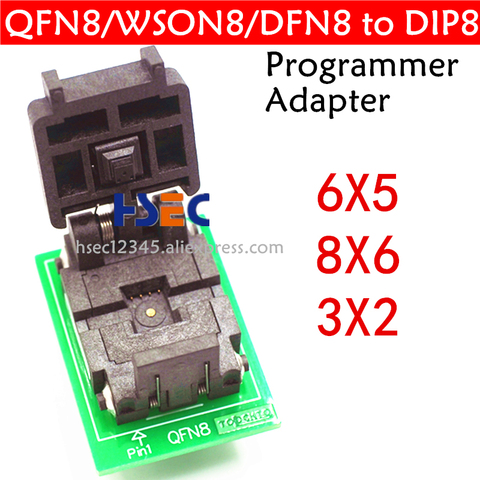 Original QFN8 to DIP8 Programmer Adapter WSON8 DFN8 MLF8 to DIP8 socket for 25xxx 6x5 3x2 8x6mm Pitch=1.27mm free shipping ► Photo 1/6