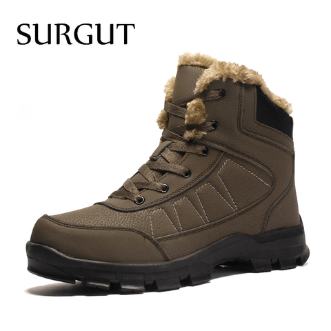 SURGUT Brand Winter Men Non-slip Working Boots Plush Keep Warm Waterproof Plus Fur Snow Boots Men Sneakers Shoes Big Size 39-47 ► Photo 1/6