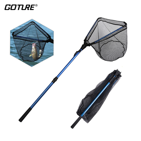 Goture 102cm 165cm 220cm Folding Fishing Net Triangular Landing Net 2/3 Sections Telescoping Pole Rubber Coated Net Network ► Photo 1/6