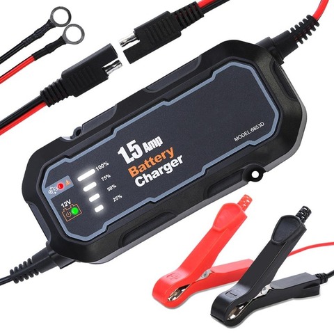 12V 1500mA Automatic Smart Motorcycle Battery Charger Maintainer for Car Motorcycle Automatic Battery Trickle Charger with LED ► Photo 1/6