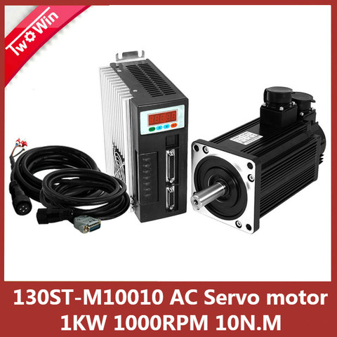 130ST-M10010  220V 1KW AC Servo motor  1000W 1000RPM 10N.M Single-Phase  ac drive permanent magnet Matched Driver ► Photo 1/6