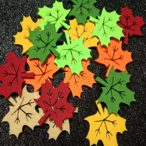40pcs 6 Candy Colors Maple Leaf Felt DIY Decorative kindergarten leafs kids garden Patch applique leaves handmade non-woven hand ► Photo 1/6