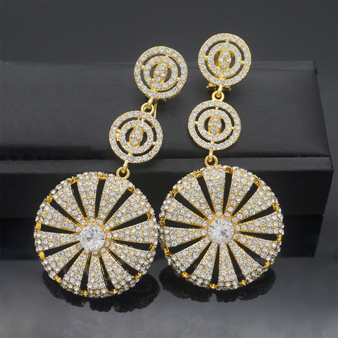 wedding drop SILVER earrings jewelry earrings gift gold Rhinestone big earrings crystal earrings wholesale price ► Photo 1/4