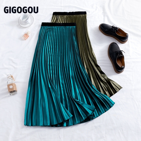 GIGOGOU Long Spring Summer Women Tutu Skirts High Waist Long Midi Tulle Skirt Elegant Female A-Line Casual Skirt ► Photo 1/6