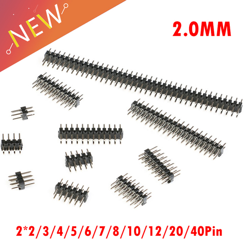 10Pcs/lot Pitch 2.0mm 2.0 Double Row Male 2-40Pin  Breakaway PCB Board Pin Header Connector Strip 2*2/3/4/5/6/7/8/10/12/20/40Pin ► Photo 1/6