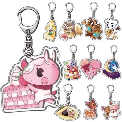 Animal Crossing Keychain Toy Acrylic Pendant Double-sided Animal Forest Friends Association ► Photo 1/6