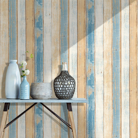 Mediterranean Wood Grain Paper Waterproof Self-adhesive Wallpaper Instant Sticker Living Room Bedroom  Wall Renovation Wallpaper ► Photo 1/6