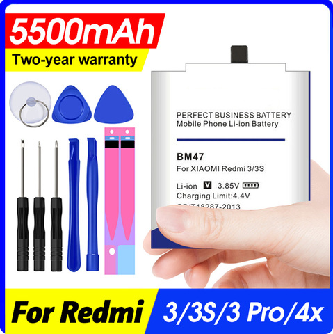 5500mAh BM47 Battery for Xiaomi Redmi 3 3S 3X Xiao mi Hongmi Redmi 4x ► Photo 1/5