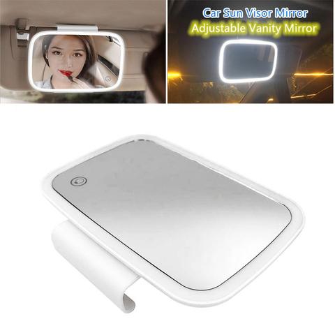 Universal Car Interior Mirror Auto Makeup Mirror Sun Visor High Clear Interior HD Mirror With LED Light USB Recharge ► Photo 1/6