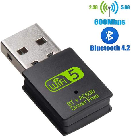 AMKLE 600Mbps WIFI USB Adapter Driver Free Bluetooth BT wifi USB dongle Dual Band LAN Ethernet Adapter USB Network Card ► Photo 1/6