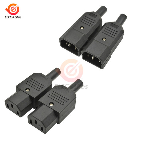 5Pcs AC-013A Male Female Power Plug Socket AC 250V 10A Female Power Adapter 3 Terminals IEC320 C13 AC Power Connector ► Photo 1/6