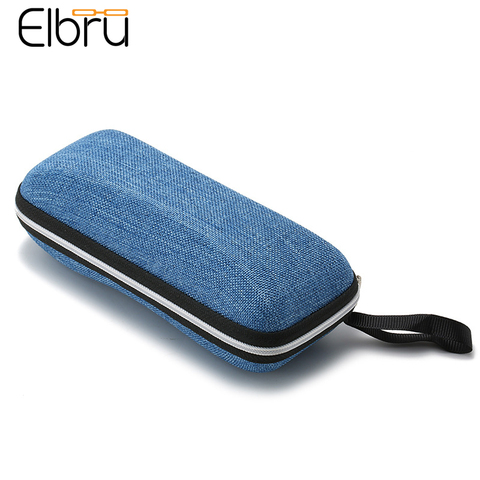 Elbru New Fashion Protable Rectangle Zipper Sunglasses Cases Hard Eyeglasses Case Leather Protector Box Soft Cloth Eyewear Bags ► Photo 1/1