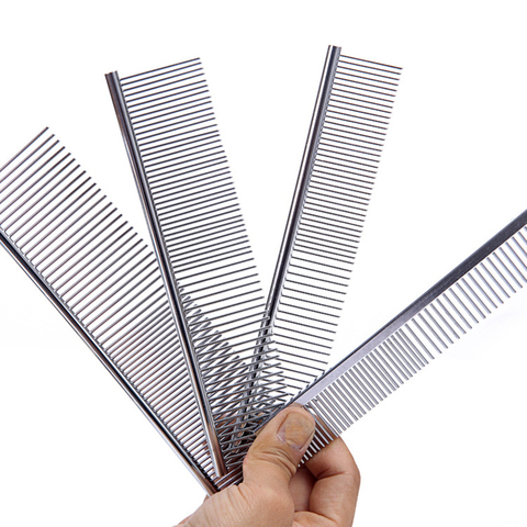 1 Pcs Stainless Steel Dog Comb Silver Long Thick Pets Dog Cat Grooming Combs For Shaggy Dogs Barber ► Photo 1/5